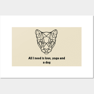 All I need is love yoga and a dog illustration Posters and Art